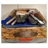Glass Baking Dish with Basket and Assorted Tools