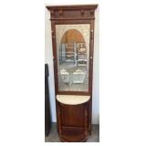 Wood Hall Tree With Mirror and Marble Shelf