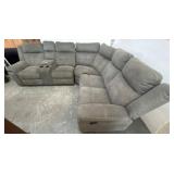 Gray Sectional Reclining Sofa with Cupholders