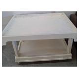 White Wooden Rolling Utility Table