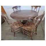 Rustic Round Table with Four Matching Chairs