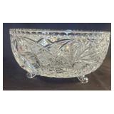 Cut Glass Bowl with Intricate Geometric Patterns
