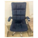 Adjustable Office Chair with Blue Upholstery