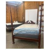 Queen Mahogany Four-Poster Bed Frame with Headboar