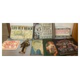 Decorative Signs and Figurine Group