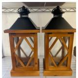 Wood and Metal Candle Holder Lanterns with Glass P