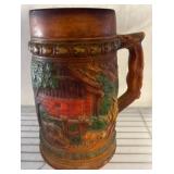 Over Sized German-Style Beer Stein with Relief Sce