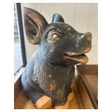 Painted Ceramic Pig Figurine