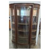 Wood Display Cabinet with Curved Glass Panels