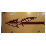 Gold and Red Decorative License Plates