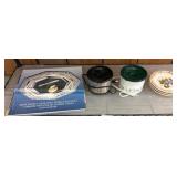 Crock-Pots, Plates, and Silver-Plated Tray Lot