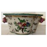 Oval Ceramic Bowl with Fruit Motif and Handles