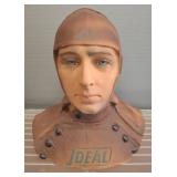 Ideal Brand Male Bust in Helmet Sculpture