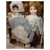 Porcelain Dolls in Vintage-Style Dresses