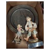 Copper Plate and Figurines Assortment