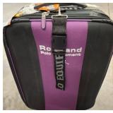 Rolling Suitcase with Purple and Black Design