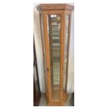 Oak Finish Glass Display Cabinet with Shelves