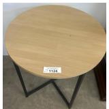 Round Wood-Top Accent Table with Metal Base