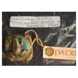 Patrice Frog Pendant Brooch with Green Enamel