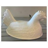 White Ceramic Hen-Shaped Covered Dish ï¿½ Top Only