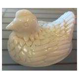 Milk Glass Hen-On-Nest Figurine