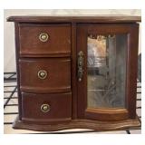 Small Wood Jewelry Box with Glass Door
