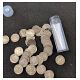 Silver Coins With Plastic Storage Tube