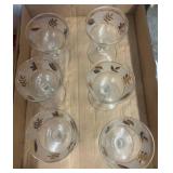 Six Glass Coupes with Gold Leaf Design
