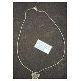 925 Marcasite Butterfly Pendant on Snake Chain