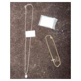 Sterling Silver Necklace & Gold-Plated Bracelet