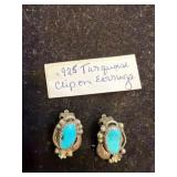 Sterling Silver Turquoise Clip-On Earrings