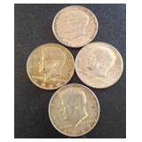 Four Kennedy Half Dollar Coins