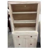 Painted Wood Hutch with Red Knob Accents