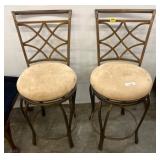 Metal Bar Stools With Cushioned Seats, Pair