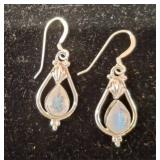 Sterling Silver Teardrop Moonstone Earrings