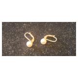 Cultured Pearl Satin Sterling Silver Earrings