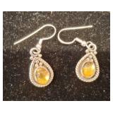 Sterling Silver Citrine Dangle Earrings