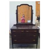 Walnut Dresser with Mirror by Sterchi Bros.