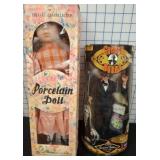 Porcelain Doll and George Burns Figure in Boxes