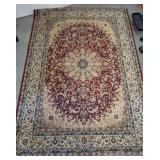 Red and Beige Floral Pattern Area Rug