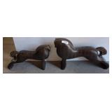 Carved Wooden Horse Figures, Stained Finish