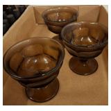3 Amber Glass Dessert Compotes