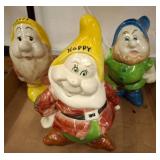 Ceramic Figurines Depicting Happy, Sleepy, Doc