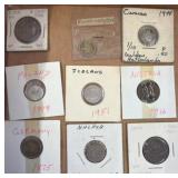 International Coins in Card Holders