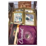 Lot: Records, Coins, and Small Artwork Pieces