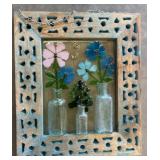 Wood-Framed Glass Art With Flower Details