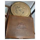Pressed Metal Tray and Embossed Wooden Box