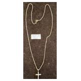 Sterling Silver Chain with CZ Cross Pendant
