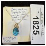 Blue Topaz in 14K Gold and Sterling Pendant
