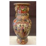 Decorative Ceramic Vase with Multicolored Motifs